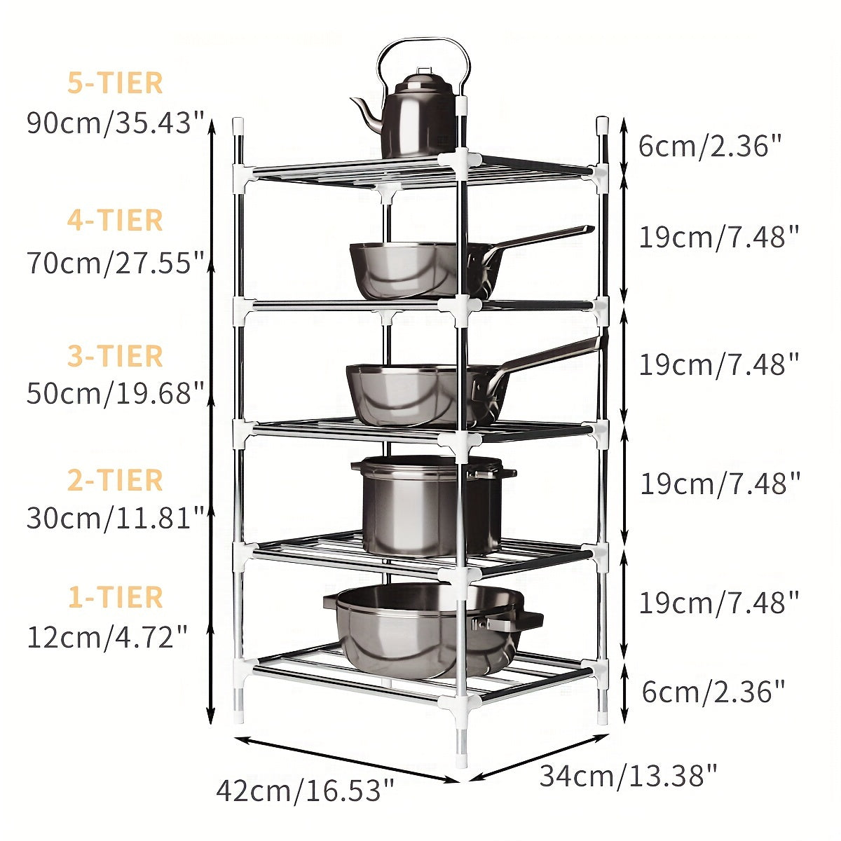Multifunctional Metal Storage Shelf for Floor Cooker and Tableware