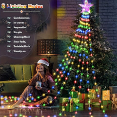 Pentagram Christmas Light USB Waterfall Tree Light