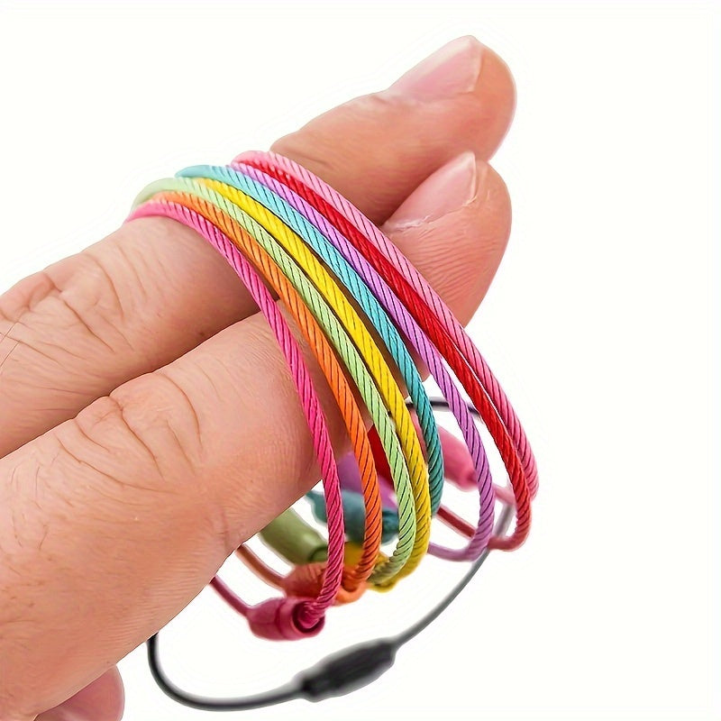 Stainless Steel Key Ring Loop Wire Keychain Rotating Screw Key Ring
