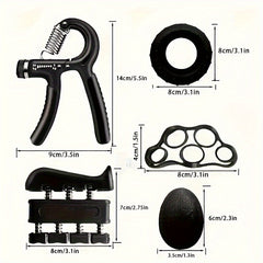 Grip Strength Trainer Kit - Finger, Wrist, and Hand Grip Exercise Set
