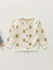 Baby Star Knit Sweater Coat Button Cardigan Top