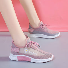 Women's Daisy Mesh Low Top Sneakers Breathable Lace Up Running Shoes