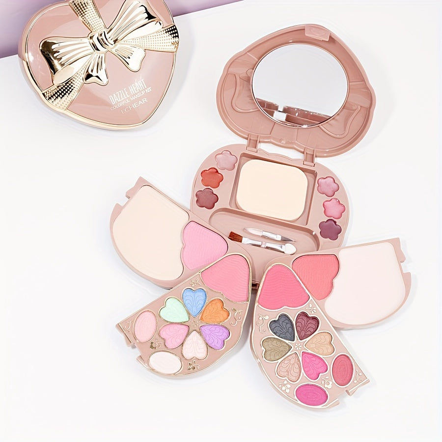 Heart-Shaped Makeup Box Set with Eyeshadow Palette Blush Foundation Powder
