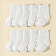10Pairs Baby Cotton Blend Short Crew Socks for Four Seasons