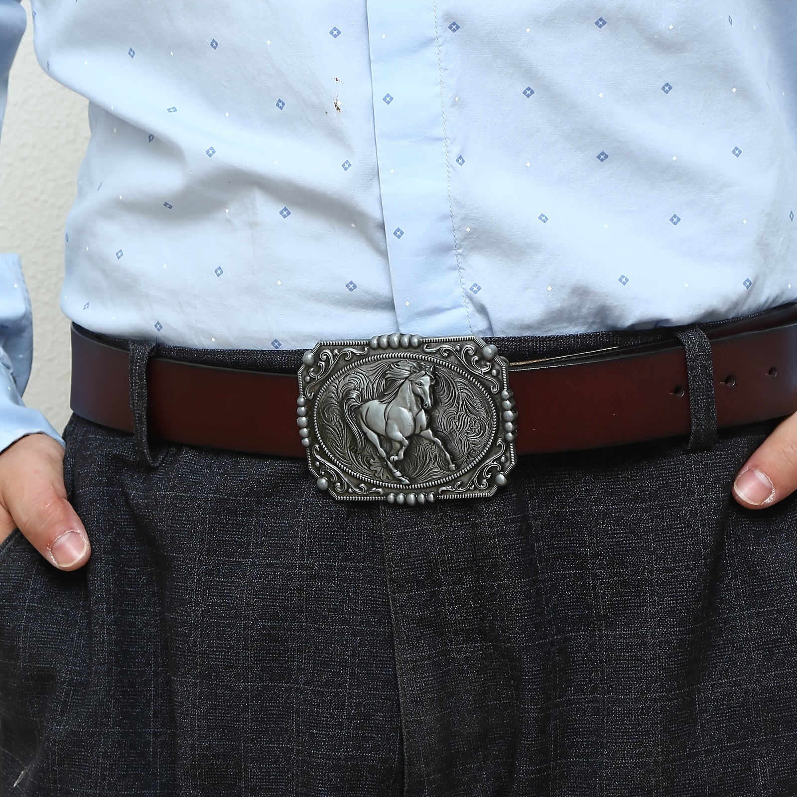 Western Cowboy Horse Belt Buckle