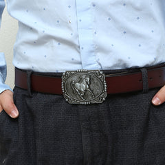 Western Denim Horse Belt Buckle