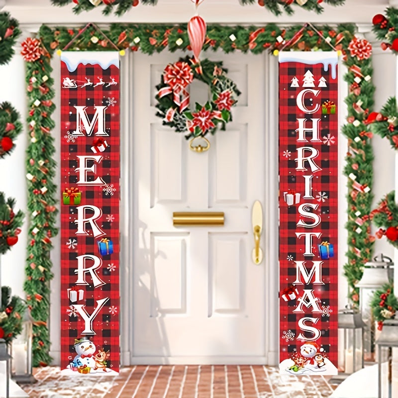 2pcs Christmas Decoration Couplet Indoor And Outdoor Door Curtain