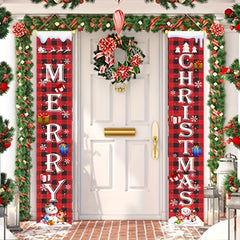 2pcs Christmas Decoration Couplet Indoor And Outdoor Door Curtain