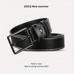 Square Buckle Leather Belt Casual Vintage Jeans Belt For Men