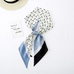 Narrow Silk Headband Crescent Print Head Scarf Neck Scarves