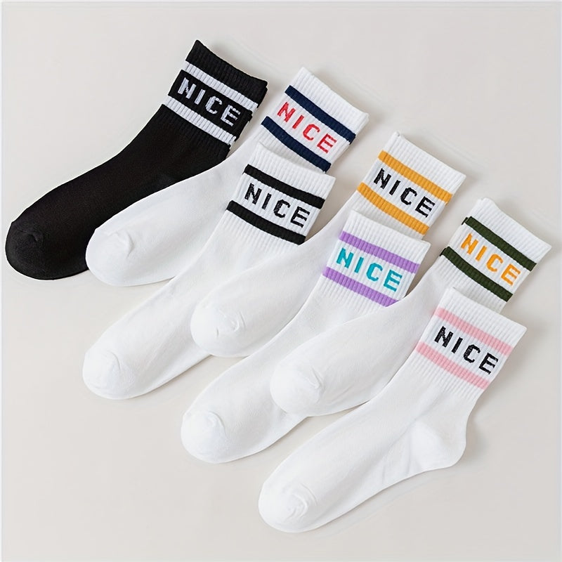 7 Pairs Letter Print Socks Women's Mid Tube Stockings