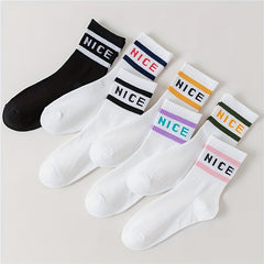 7 Pairs Letter Print Socks Women's Mid Tube Stockings
