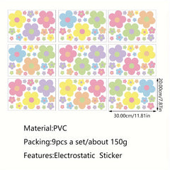 9pcs Flowers Glass Anti-collision Window Decoration Set