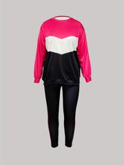 Colorblock Top & Pants Set - Long Sleeve Round Neck Outfit