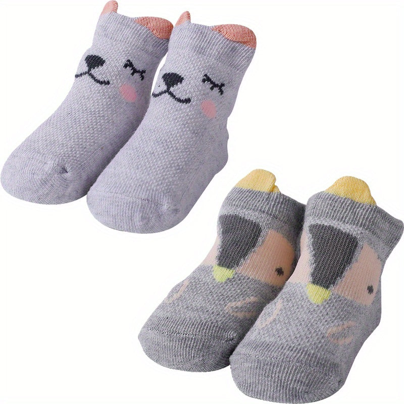 2pairs Baby Cartoon Animal Pattern Socks for 0-24 Months