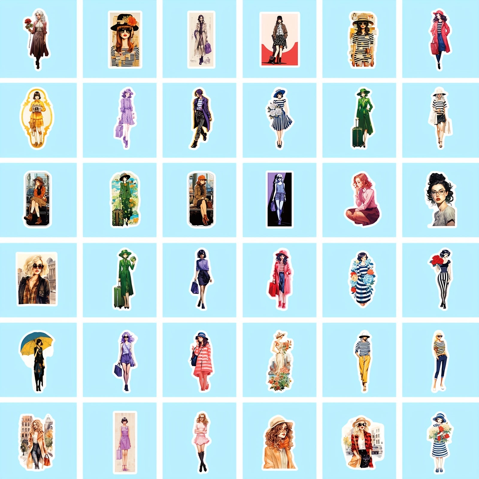 100pcs Urban Girl Dressing Stickers Four Seasons Character Graffiti DIY Stickers