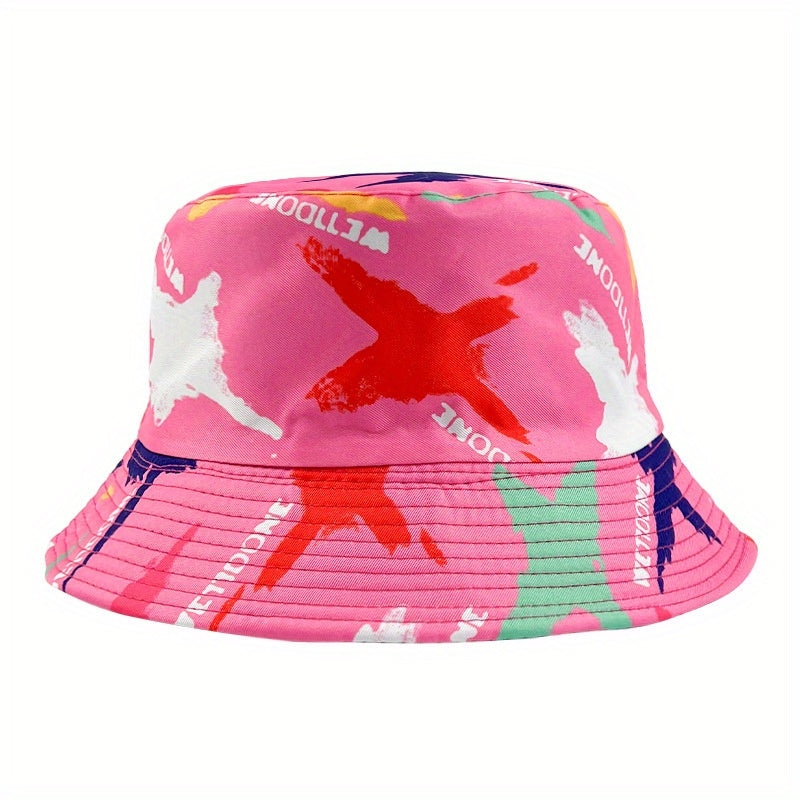 Graffiti Print Reversible Bucket Hat Hip Hop Unisex Couple Basin Hat