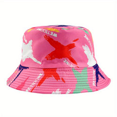 Graffiti Print Reversible Bucket Hat Hip Hop Unisex Couple Basin Hat