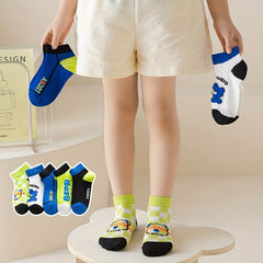 5 Pairs Kids Bear Socks Comfortable Low Cut Ankle Socks Boys Girls Cotton