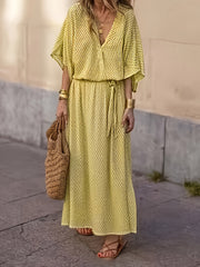 Argyle Print Batwing Maxi Dress