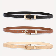 Vintage Oval Buckle Belt PU Leather Waist Belt for Women