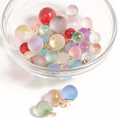 10pcs Golden Dot Frosted Round Bead Glass Charms DIY Jewelry Accessories