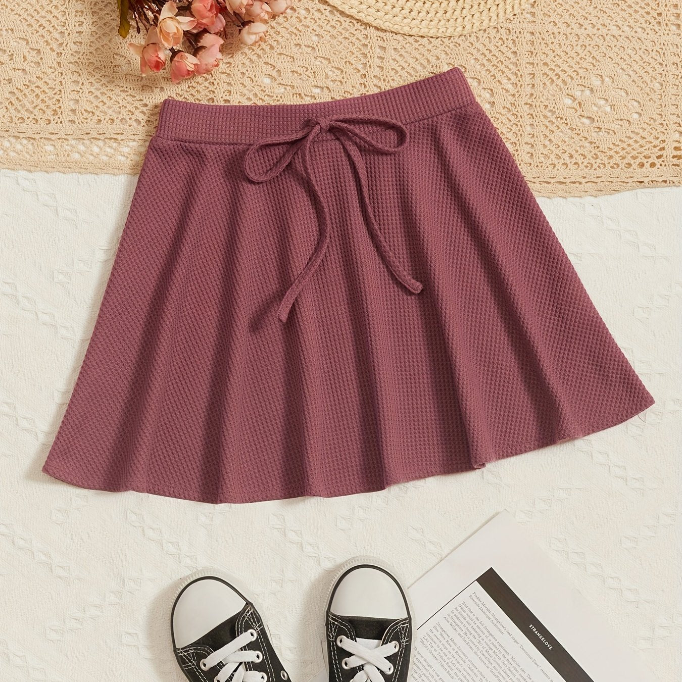 Girls Plaid Print Pleated Skirt Short Length Preppy Style