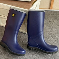 Women's Waterproof Mid Calf Rain Boots - Anti skid Slip On Shoes