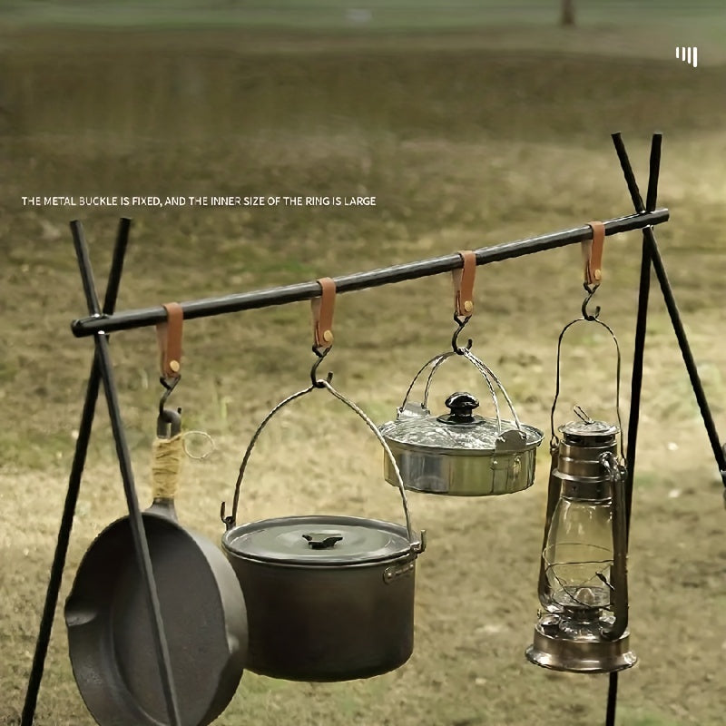 3pcs Portable Camping Hooks PU Leather Storage Buckle Keychain Tripod Hook