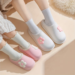 Flower Furry House Shoes for Girls Non-Slip Soft Bottom Walking Shoes