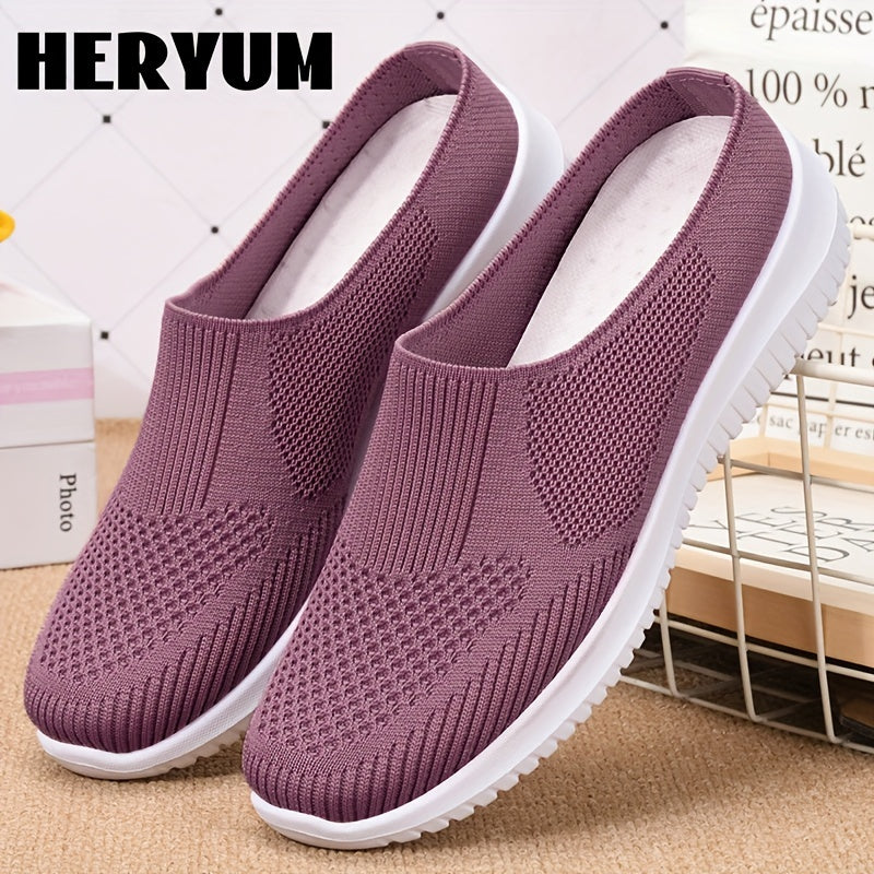 Breathable Knit Mule Sneakers for Women Lightweight Slip On Shoes