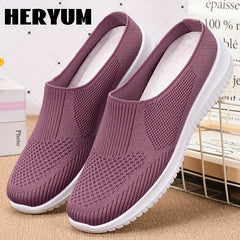 Breathable Knit Mule Sneakers for Women Lightweight Slip On Shoes