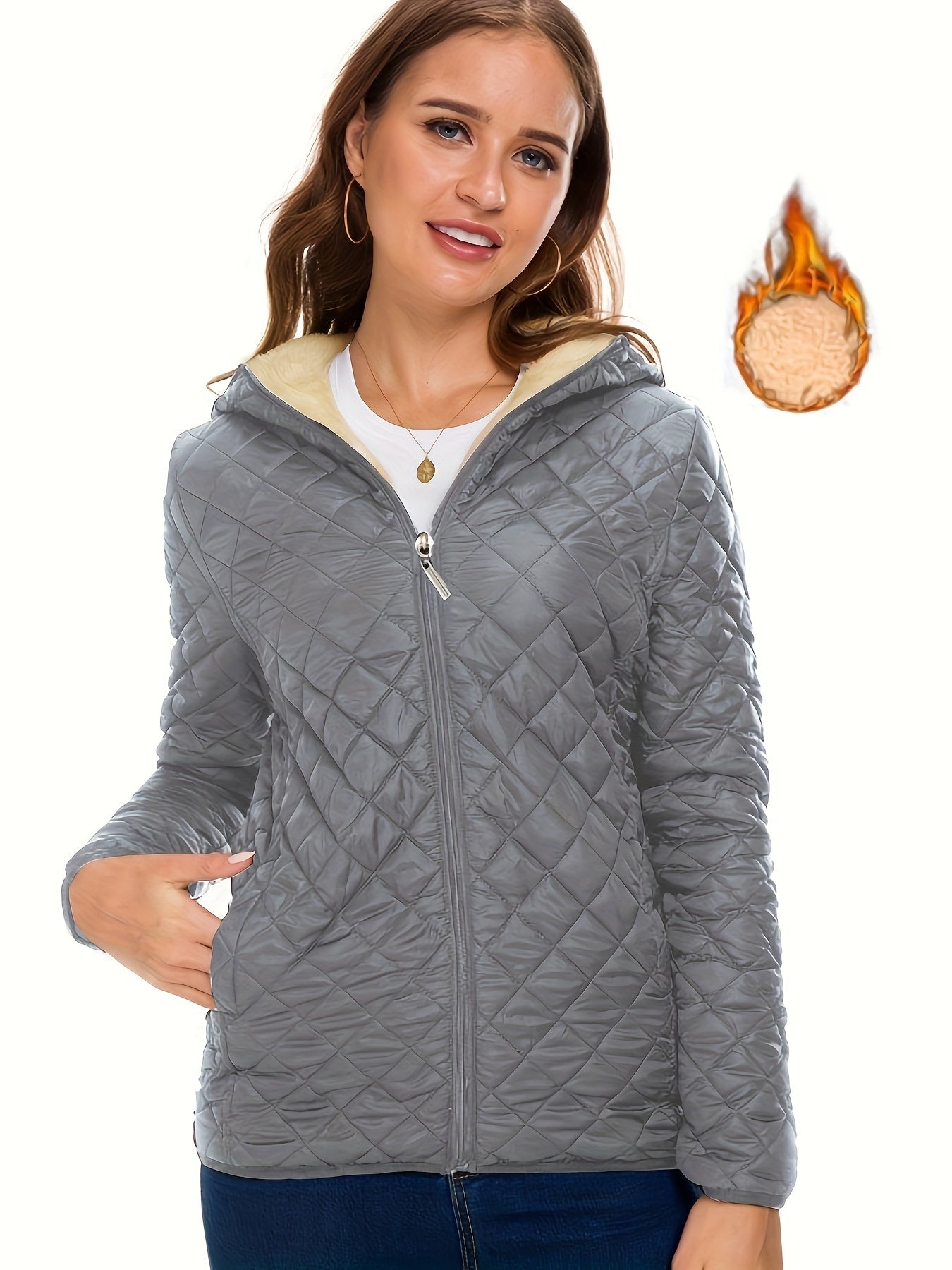 Fleece Quilted Jacket Women's Casual Sports Warm Jacket