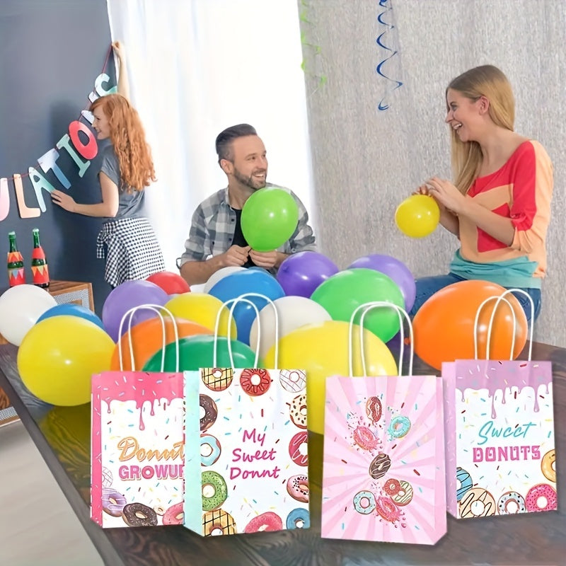 4pcs Colorful Donut Favor Bags with Handle - Donut Theme Party Goodie Bags
