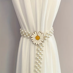 Nordic Style Faux Pearl Curtain Holdback Metal Spring Curtain Tie