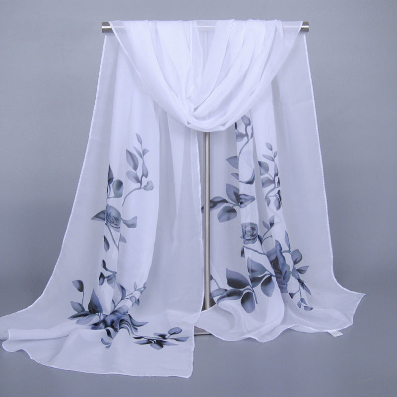 Print Silk Scarf Lightweight Neck Scarfs Vintage Hair Wrap
