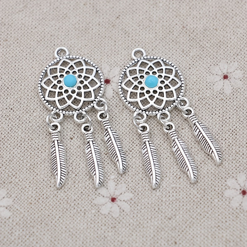 5pcs Tibetan Silver Dream Catcher Charms for Bracelet DIY Jewelry Making