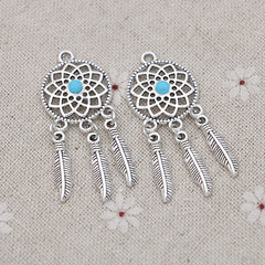 5pcs Tibetan Silver Dream Catcher Charms for Bracelet DIY Jewelry Making