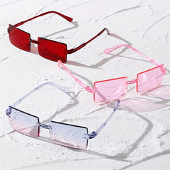 Rectangle Rimless Sunglasses Y2K Candy Summer Decorative Shades UV400