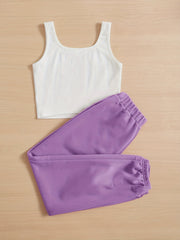 Girls Casual Tank Top & Pants Set For Summer Holiday Party