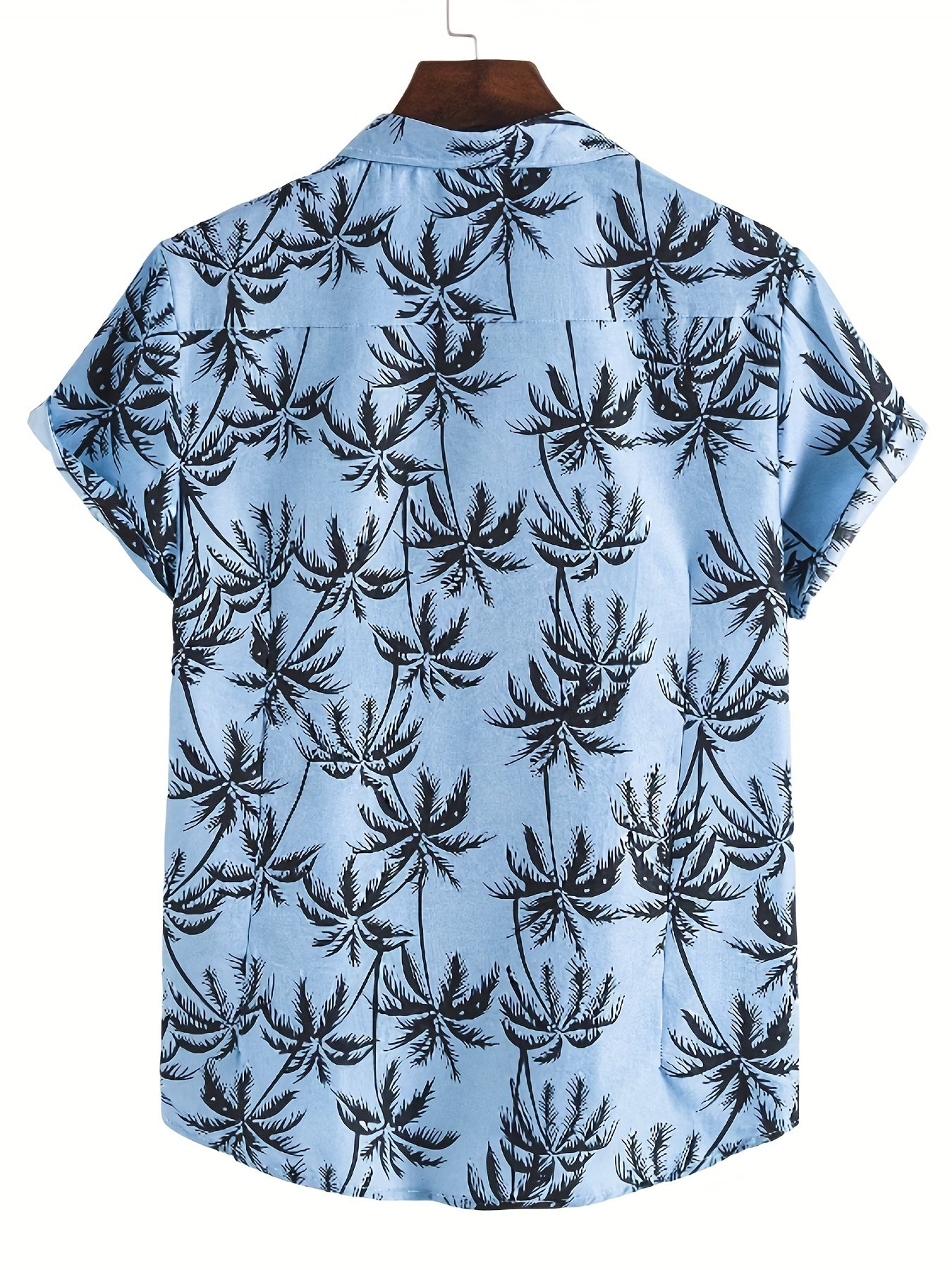 Coconut Tree Print Hawaiian Shirt Men's Casual Short Sleeve Vacation Resort Top