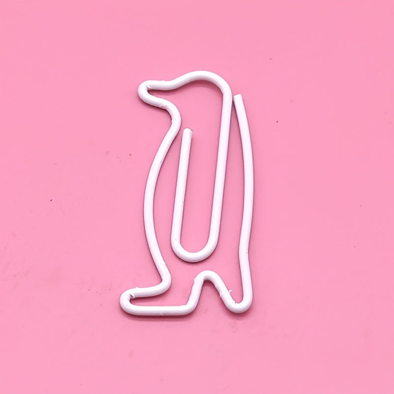 100 Penguin Paper Clips, Colorful Wire, Animal Shaped, Creative Office Supplies