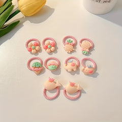 Flowers Bow Fruits Decor Hair Ties Decorative Hair Accessories