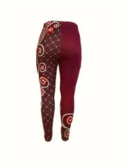 Floral & Grid Print High Rise Leggings