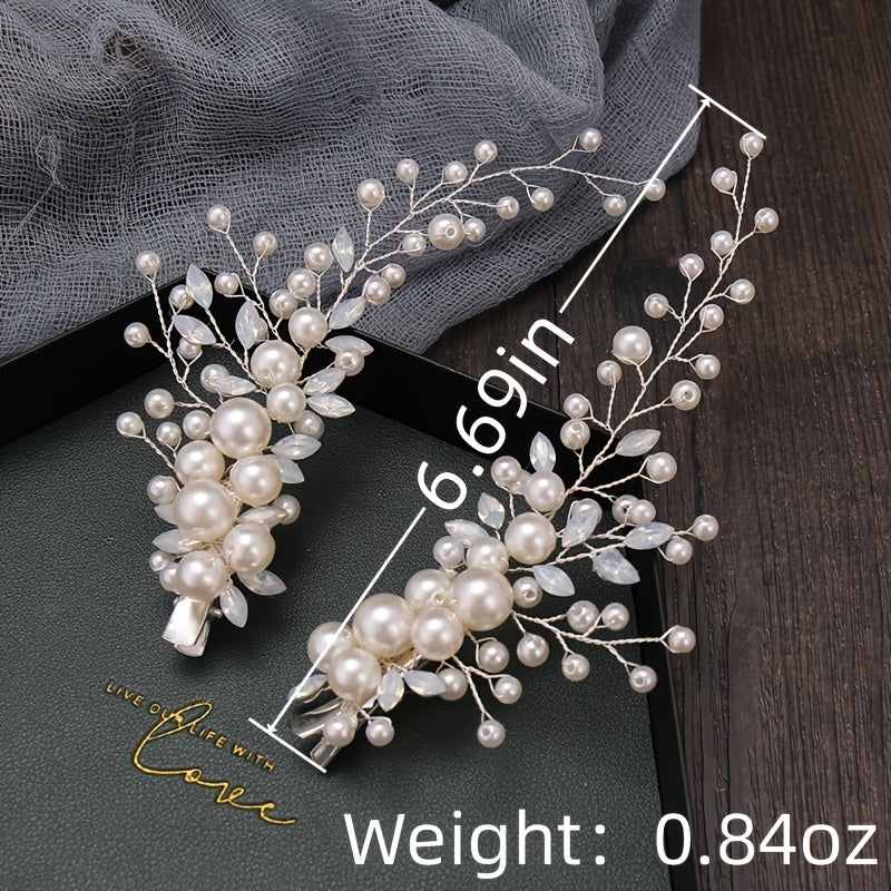 Rhinestone Faux Pearl Hair Clip Headband Bridal Hair Accessories