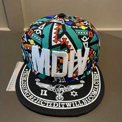 Unisex Adjustable Baseball Cap with MDIV Embroidery Geometric Pattern