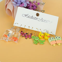 5 Pairs Girls Animal Drop Earrings for Party Birthday Gift