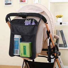 Stroller Storage Bag Adjustable Straps Universal Organizer Linen Mesh Bag
