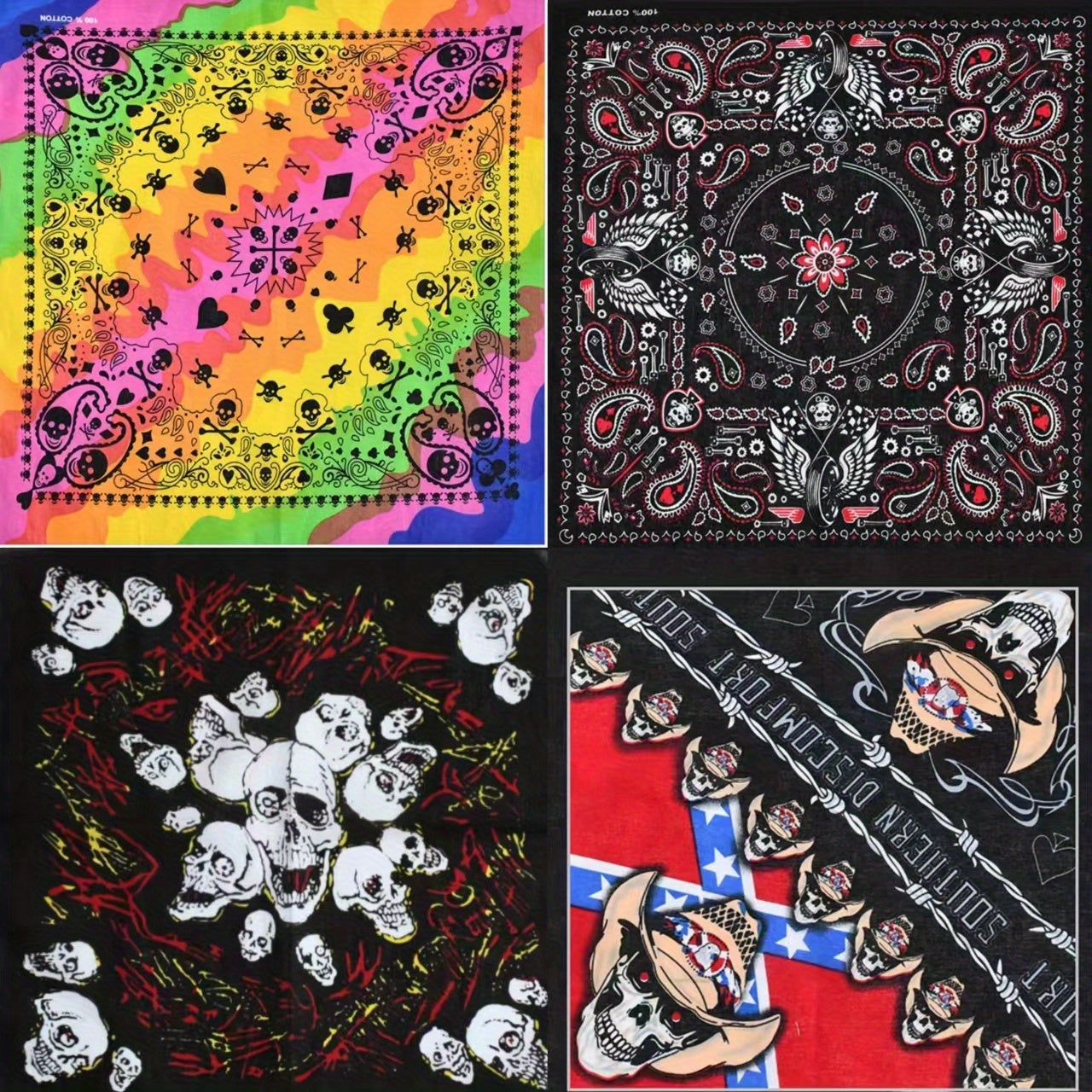 Hip Hop Skull Pattern Gradient Bandana Head Wrap