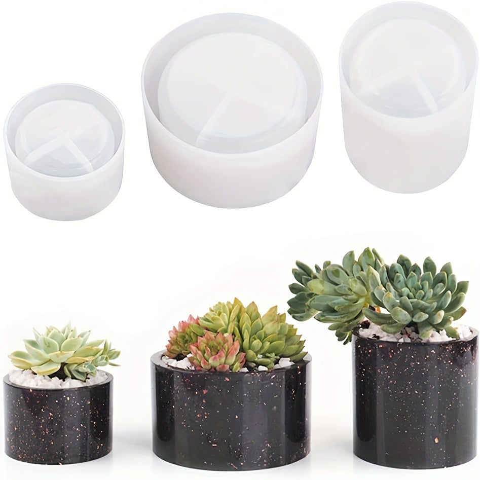 3pcs Silicone Flower Pot Molds Tea Lamp Candlestick Concrete Resin Molds